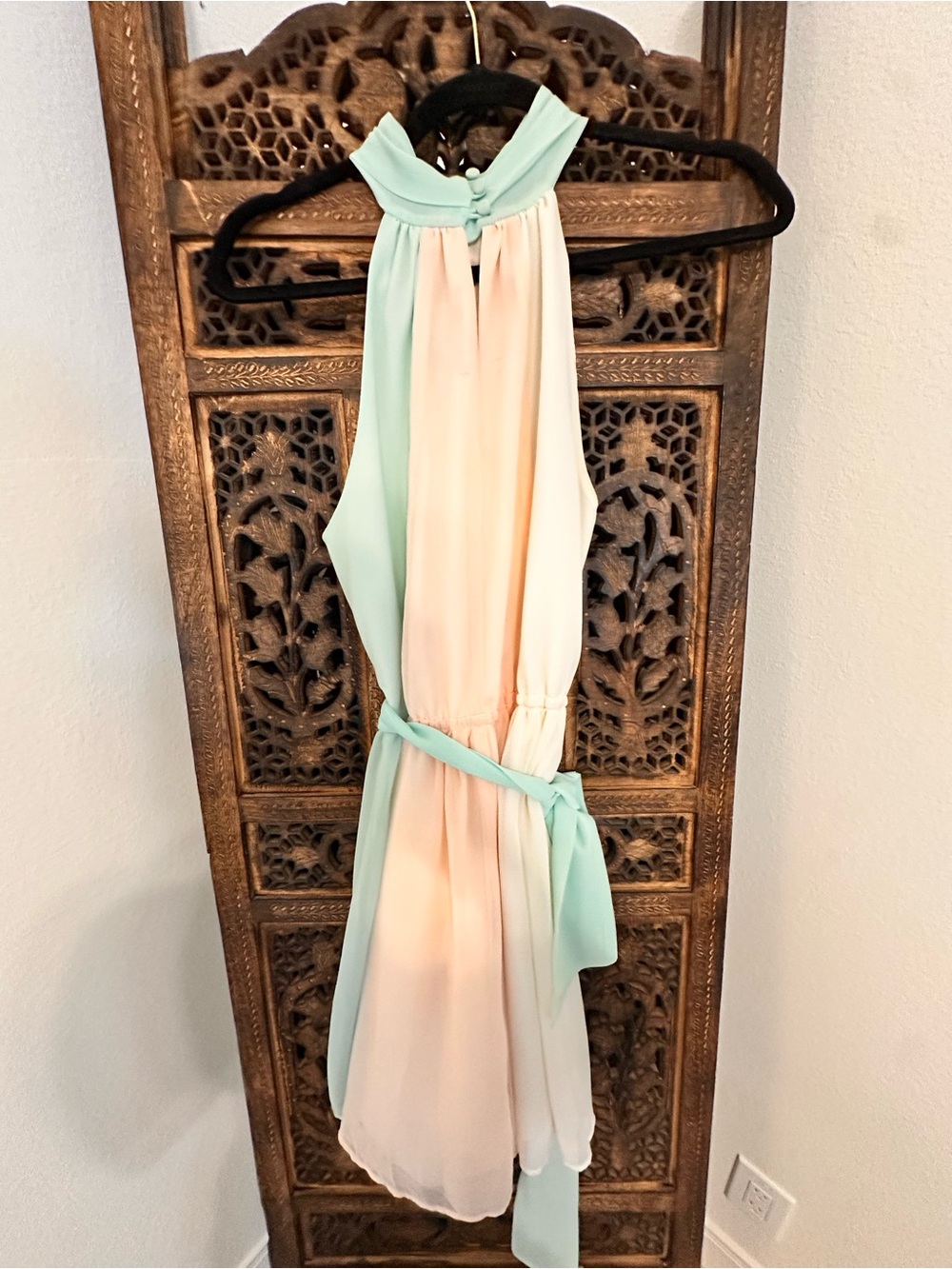 Victoria's Secret Mint and Cream One-Shoulder Dress